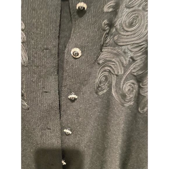 Vintage Jennifer Roberts wool jeweled cardigan 1980s black size 8 - Picture 3 of 7
